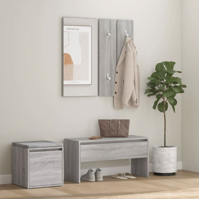 Set de mobilier pentru hol, gri sonoma, lemn prelucrat - WALTI WALTI