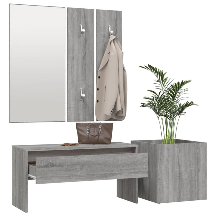 Set de mobilier pentru hol, gri sonoma, lemn prelucrat - WALTI WALTI