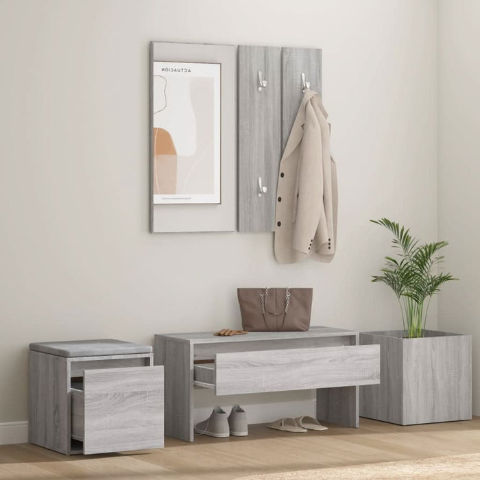 Set de mobilier pentru hol, gri sonoma, lemn prelucrat - WALTI WALTI