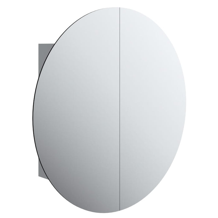 Dulap de baie cu oglindă rotundă și LED, gri, 54x54x17,5 cm - WALTI WALTI
