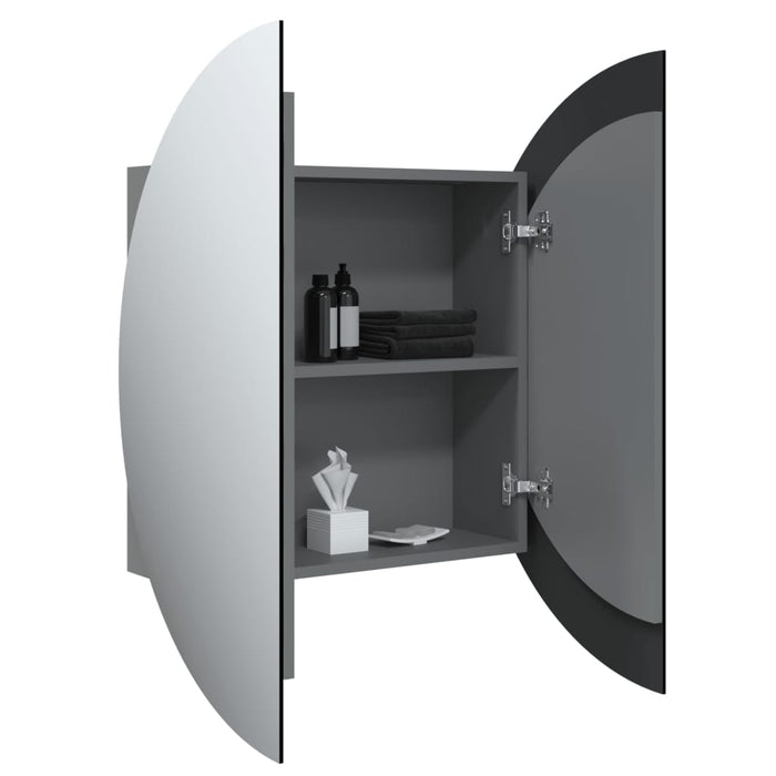 Dulap de baie cu oglindă rotundă și LED, gri, 54x54x17,5 cm - WALTI WALTI