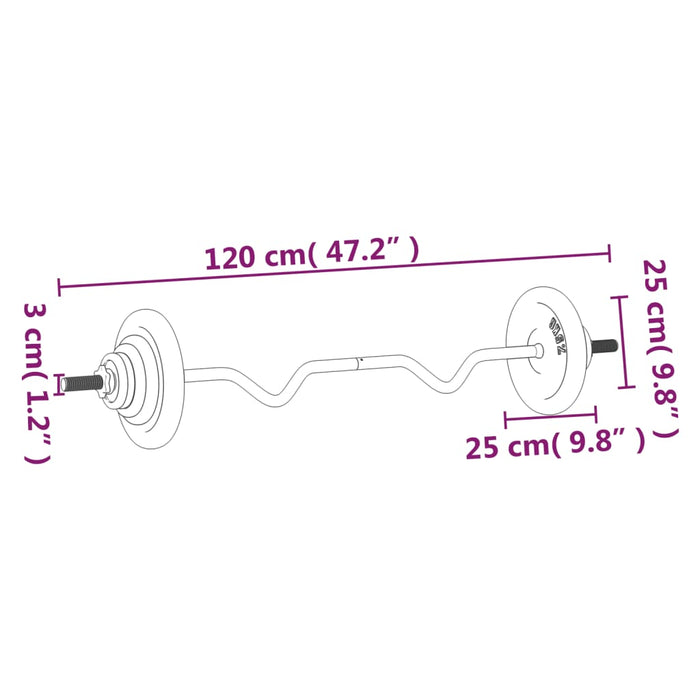 Set de halteră cu discuri, 30 kg, fontă și oțel cromat - WALTI WALTI