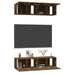 Dulap TV de perete, 4 buc, stejar, 60x30x30 cm, lemn prelucrat - WALTI WALTI
