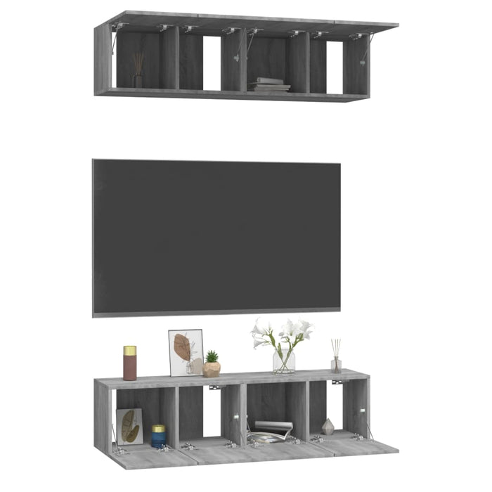 Comode TV, 4 buc., gri sonoma, 60x30x30 cm, lemn prelucrat - WALTI WALTI