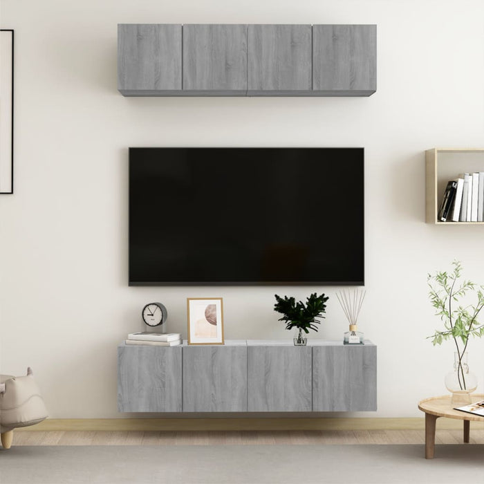 Comode TV, 4 buc., gri sonoma, 60x30x30 cm, lemn prelucrat - WALTI WALTI