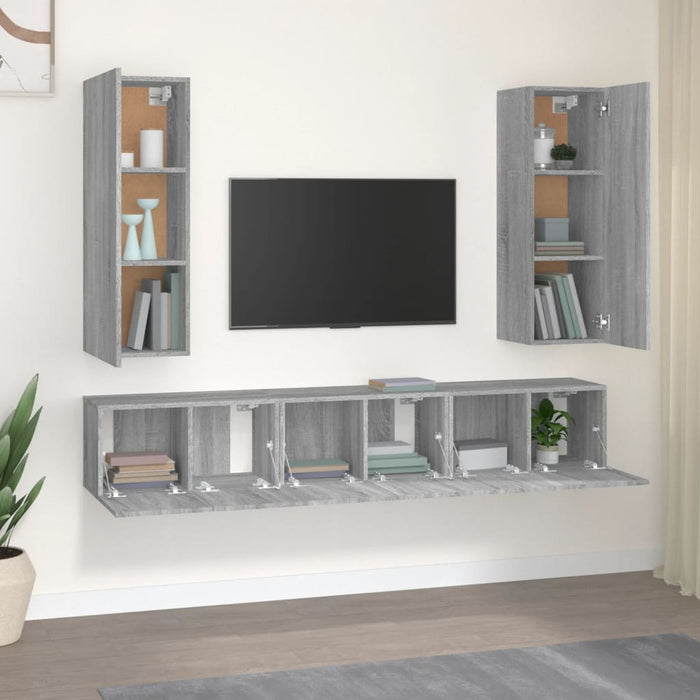 Set dulapuri TV, 5 piese, gri sonoma, lemn prelucrat - WALTI WALTI