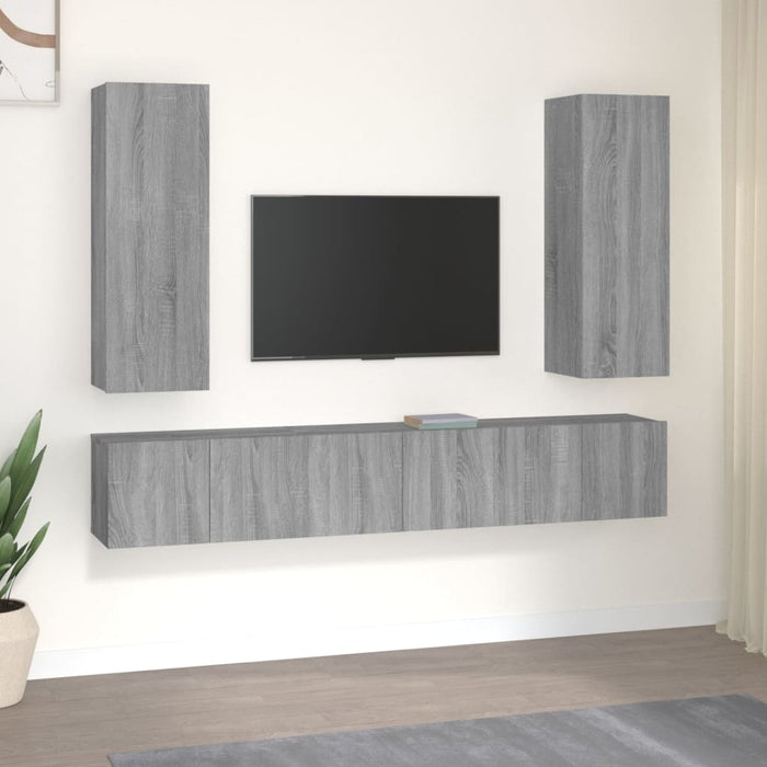 Set dulapuri TV, 5 piese, gri sonoma, lemn prelucrat - WALTI WALTI