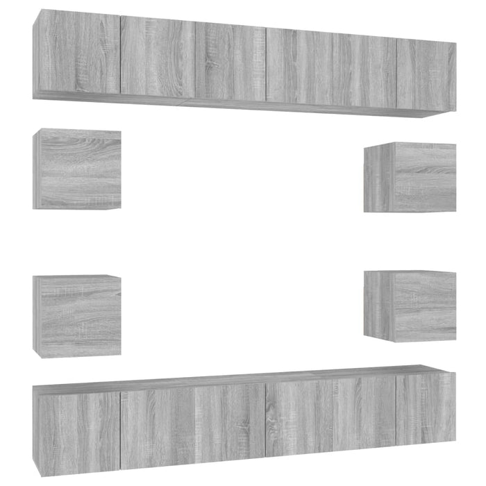 Set dulapuri TV, 10 piese, gri sonoma, lemn compozit WALTI