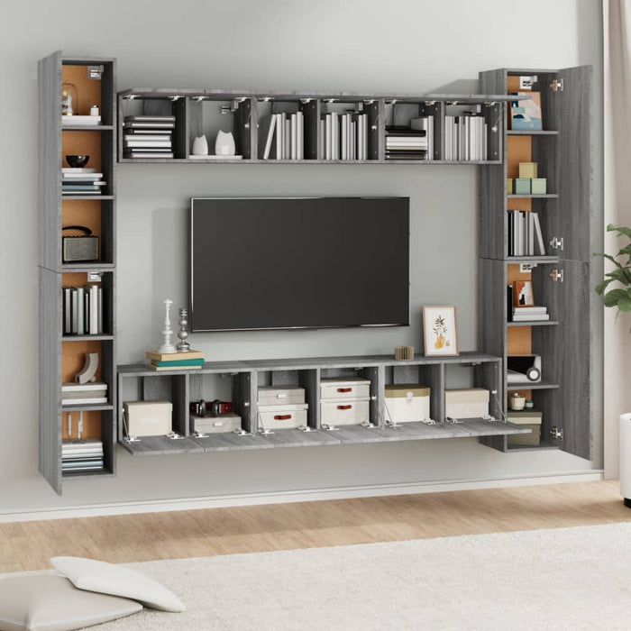 Set dulapuri TV, 10 piese, gri sonoma, lemn compozit - WALTI WALTI