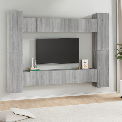 Set dulapuri TV, 10 piese, gri sonoma, lemn compozit - WALTI WALTI
