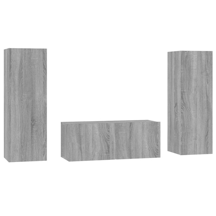 Set dulap TV, 3 piese, gri sonoma, lemn prelucrat - WALTI WALTI