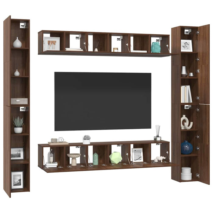 Set dulapuri TV, 6 piese, stejar maro, lemn prelucrat WALTI