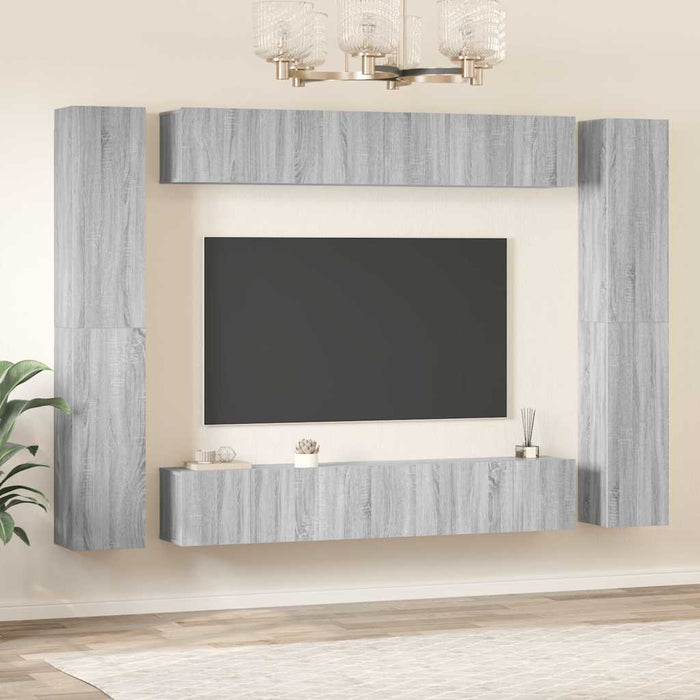 Set dulapuri TV, 10 piese, gri sonoma, lemn compozit WALTI