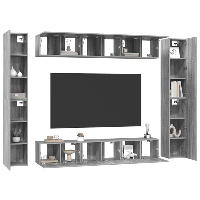 Set dulapuri TV, 10 piese, gri sonoma, lemn compozit WALTI