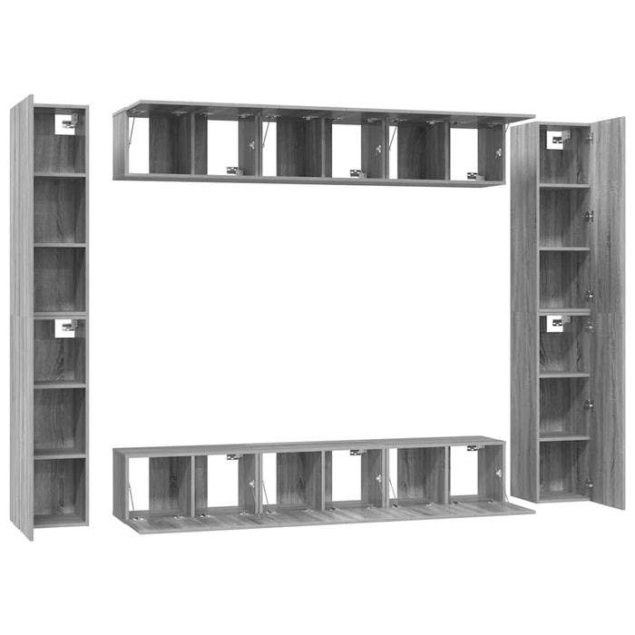 Set dulapuri TV, 10 piese, gri sonoma, lemn compozit WALTI