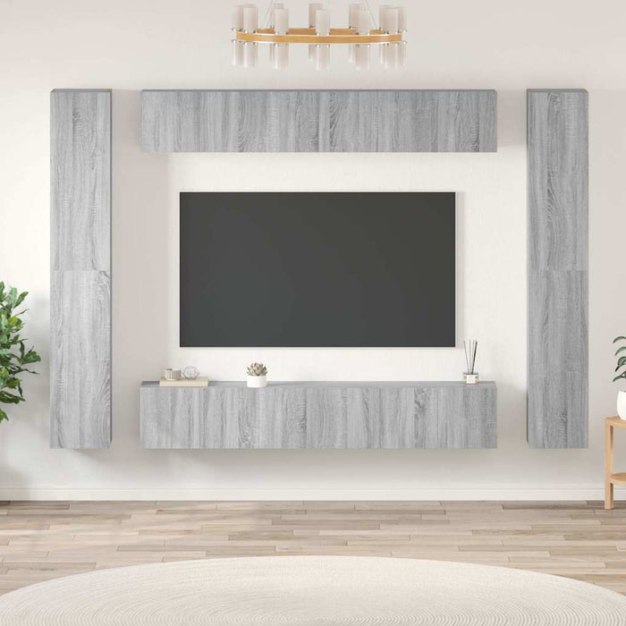 Set dulapuri TV, 10 piese, gri sonoma, lemn compozit WALTI