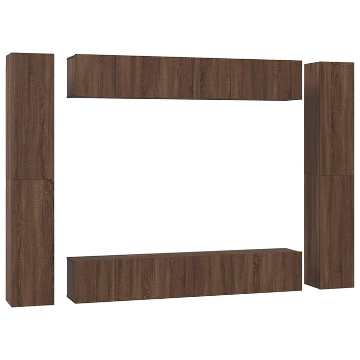 Set dulapuri TV, 10 piese, stejar maro, lemn prelucrat WALTI
