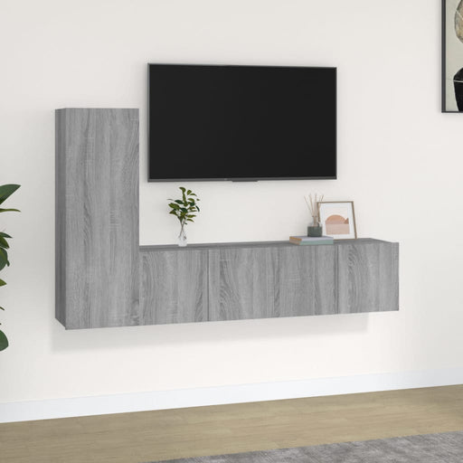 Set dulap TV, 3 piese, gri sonoma, lemn prelucrat - WALTI WALTI