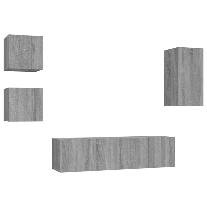 Set dulapuri TV, 5 piese, gri sonoma, lemn prelucrat WALTI