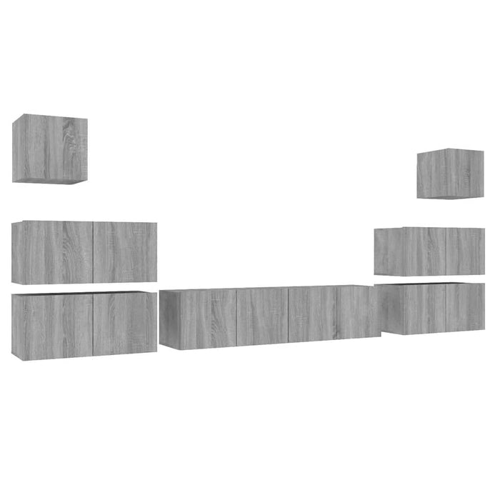 Set dulap TV, 8 piese, gri sonoma, lemn prelucrat WALTI