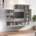 Set dulap TV, 8 piese, gri sonoma, lemn prelucrat - WALTI WALTI