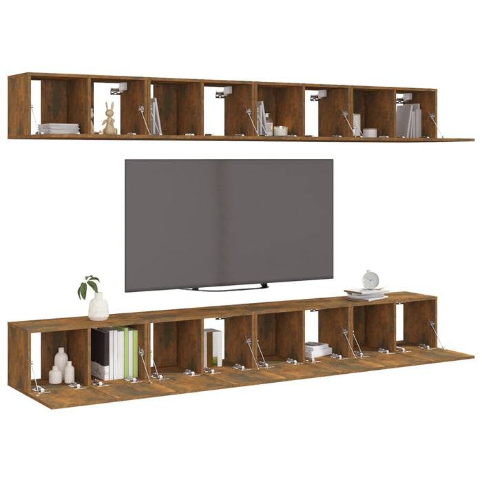 Comode TV, 8 buc., stejar fumuriu, 60x30x30 cm, lemn prelucrat - WALTI WALTI