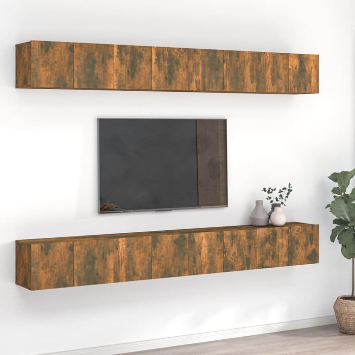 Comode TV, 8 buc., stejar fumuriu, 60x30x30 cm, lemn prelucrat - WALTI WALTI