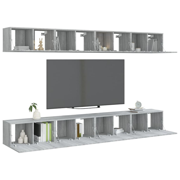 Comode TV, 8 buc., gri sonoma, 60x30x30 cm, lemn prelucrat - WALTI WALTI
