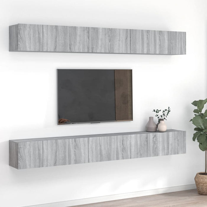Comode TV, 8 buc., gri sonoma, 60x30x30 cm, lemn prelucrat - WALTI WALTI
