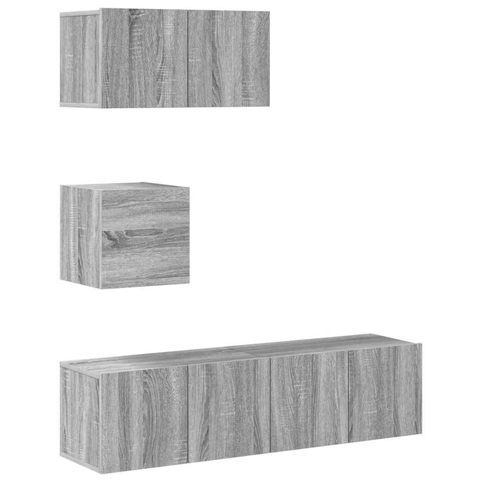 Set dulapuri TV, 4 piese, gri sonoma, lemn prelucrat - WALTI WALTI