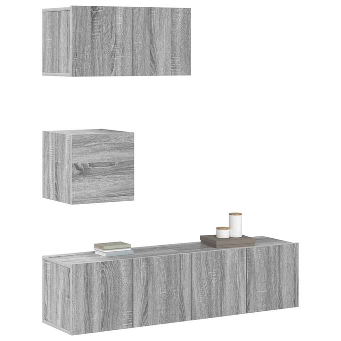 Set dulapuri TV, 4 piese, gri sonoma, lemn prelucrat - WALTI WALTI