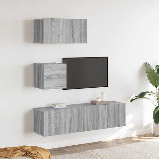 Set dulapuri TV, 4 piese, gri sonoma, lemn prelucrat - WALTI WALTI
