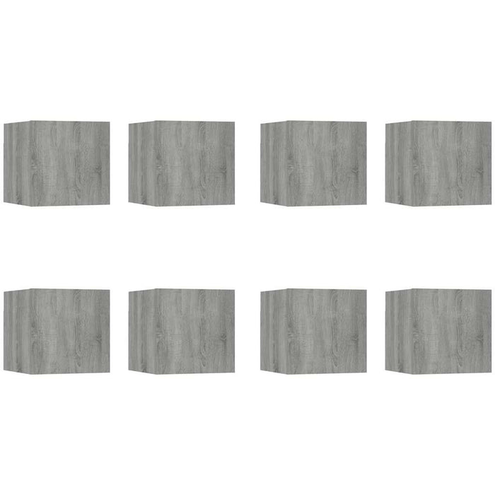 Dulapuri TV suspendate, 8 buc., sonoma gri, 30,5x30x30 cm WALTI