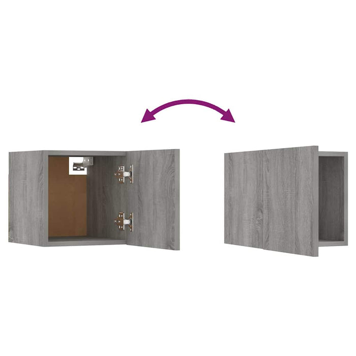 Dulapuri TV suspendate, 8 buc., sonoma gri, 30,5x30x30 cm WALTI