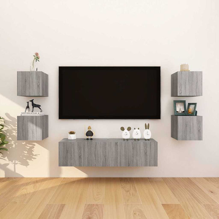 Dulapuri TV suspendate, 8 buc., sonoma gri, 30,5x30x30 cm WALTI
