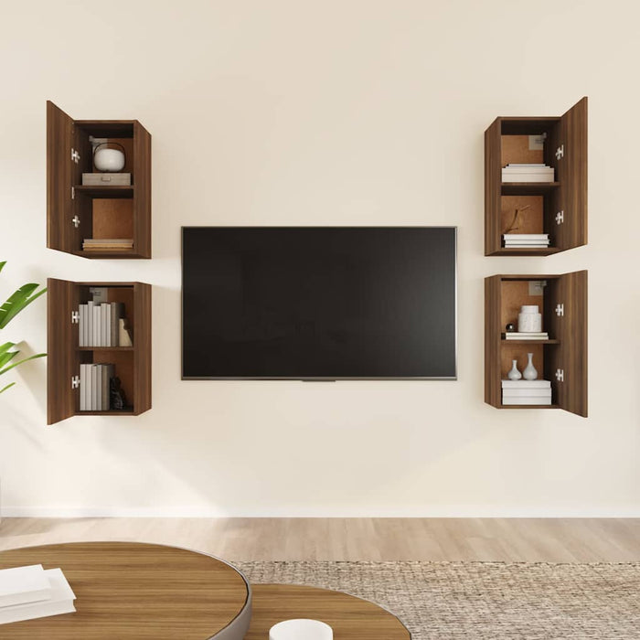 Dulapuri TV, 4 buc., stejar maro, 30,5x30x60 cm, lemn prelucrat WALTI