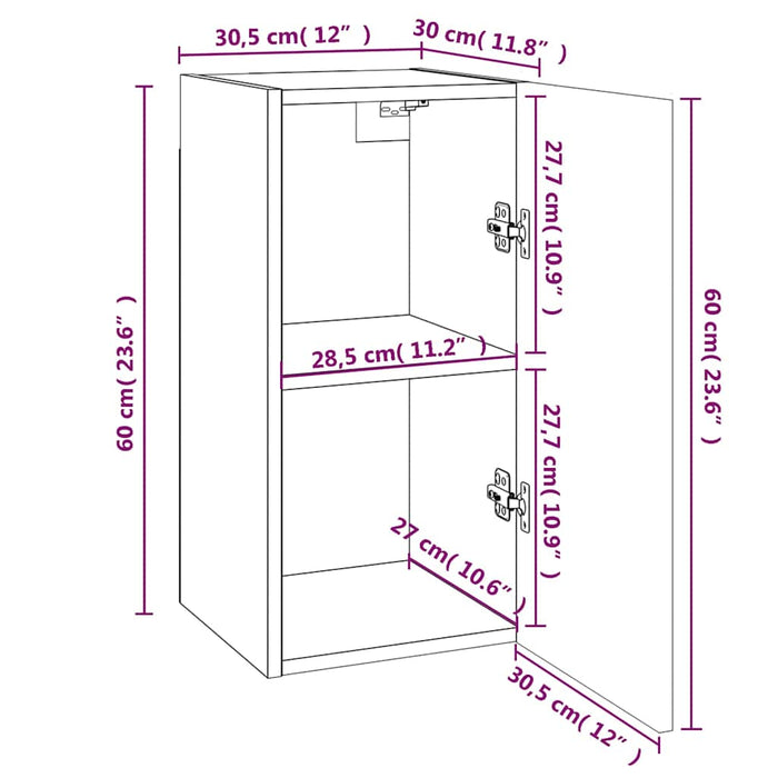 Dulapuri TV, 4 buc., stejar maro, 30,5x30x60 cm, lemn prelucrat WALTI