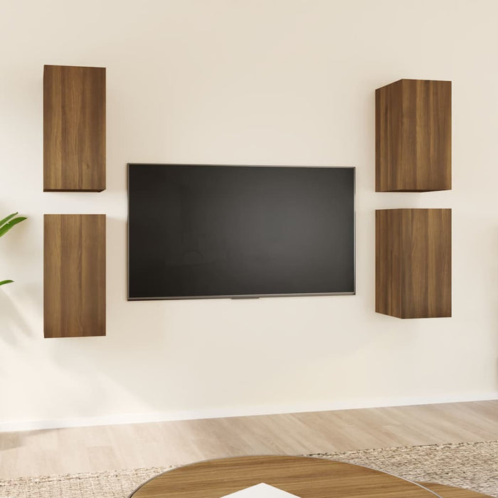 Dulapuri TV, 4 buc., stejar maro, 30,5x30x60 cm, lemn prelucrat WALTI