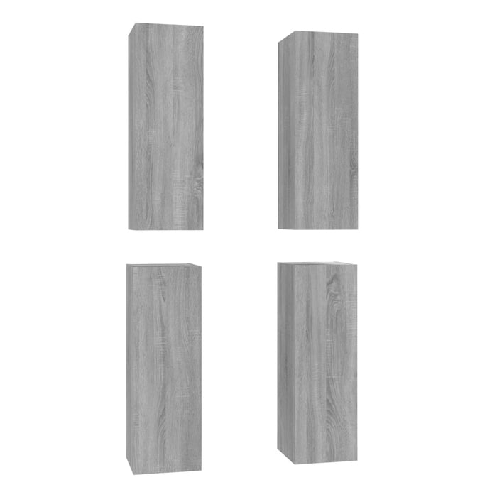 Comode TV, 4 buc., gri sonoma, 30,5x30x90 cm, lemn prelucrat - WALTI WALTI