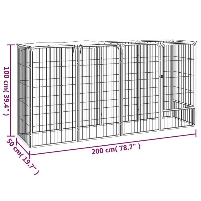 Țarc câini 10 panouri negru 50x100 cm oțel vopsit electrostatic - WALTI WALTI