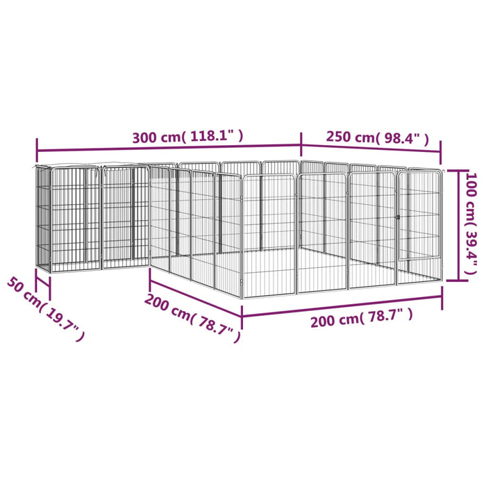 Țarc câini 22 panouri negru 50x100 cm oțel vopsit electrostatic - WALTI WALTI