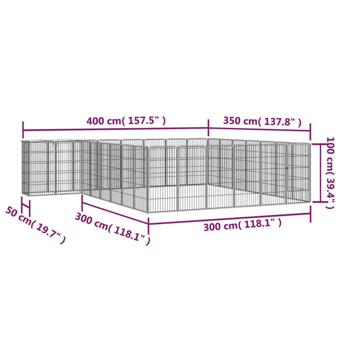 Țarc câini 30 panouri negru 50x100 cm oțel vopsit electrostatic - WALTI WALTI