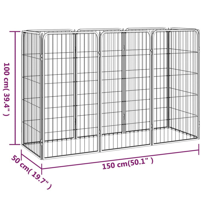 Țarc câini 8 panouri, negru 50x100 cm oțel vopsit electrostatic - WALTI WALTI