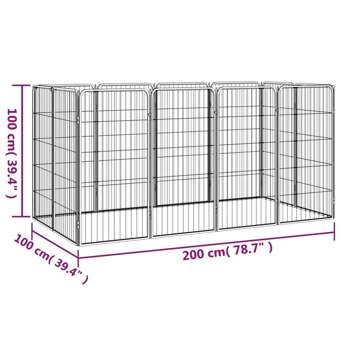 Țarc câini 12 panouri negru 50x100 cm oțel vopsit electrostatic - WALTI WALTI