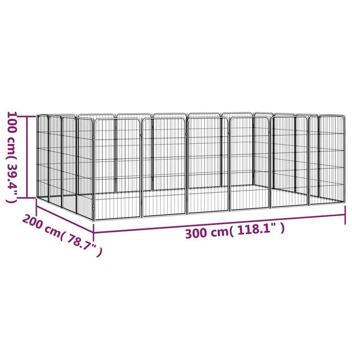 Țarc câini 20 panouri negru 50x100 cm oțel vopsit electrostatic - WALTI WALTI