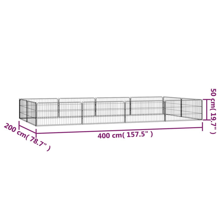 Țarc câini 12 panouri negru 100x50 cm oțel vopsit electrostatic - WALTI WALTI