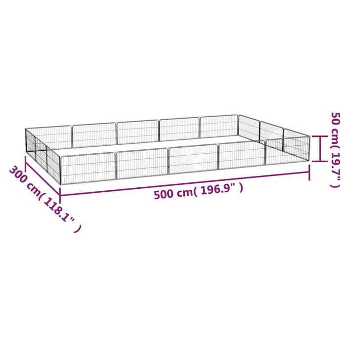 Țarc câini 16 panouri negru 100x50 cm oțel vopsit electrostatic - WALTI WALTI