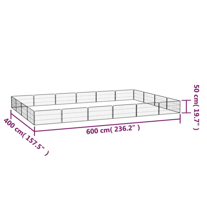 Țarc câini 20 panouri negru 100x50 cm oțel vopsit electrostatic - WALTI WALTI