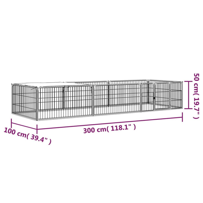 Țarc câini 8 panouri negru 100x50 cm, oțel vopsit electrostatic - WALTI WALTI