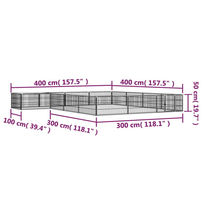 Țarc câini 16 panouri negru 100x50 cm oțel vopsit electrostatic - WALTI WALTI